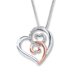 Open Hearts Diamond Two Tone Necklace
